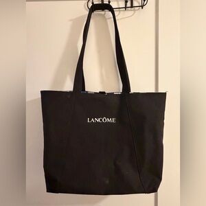 Lancome Black Beach Tote Bag With Waterproof Blue Stripped Lining